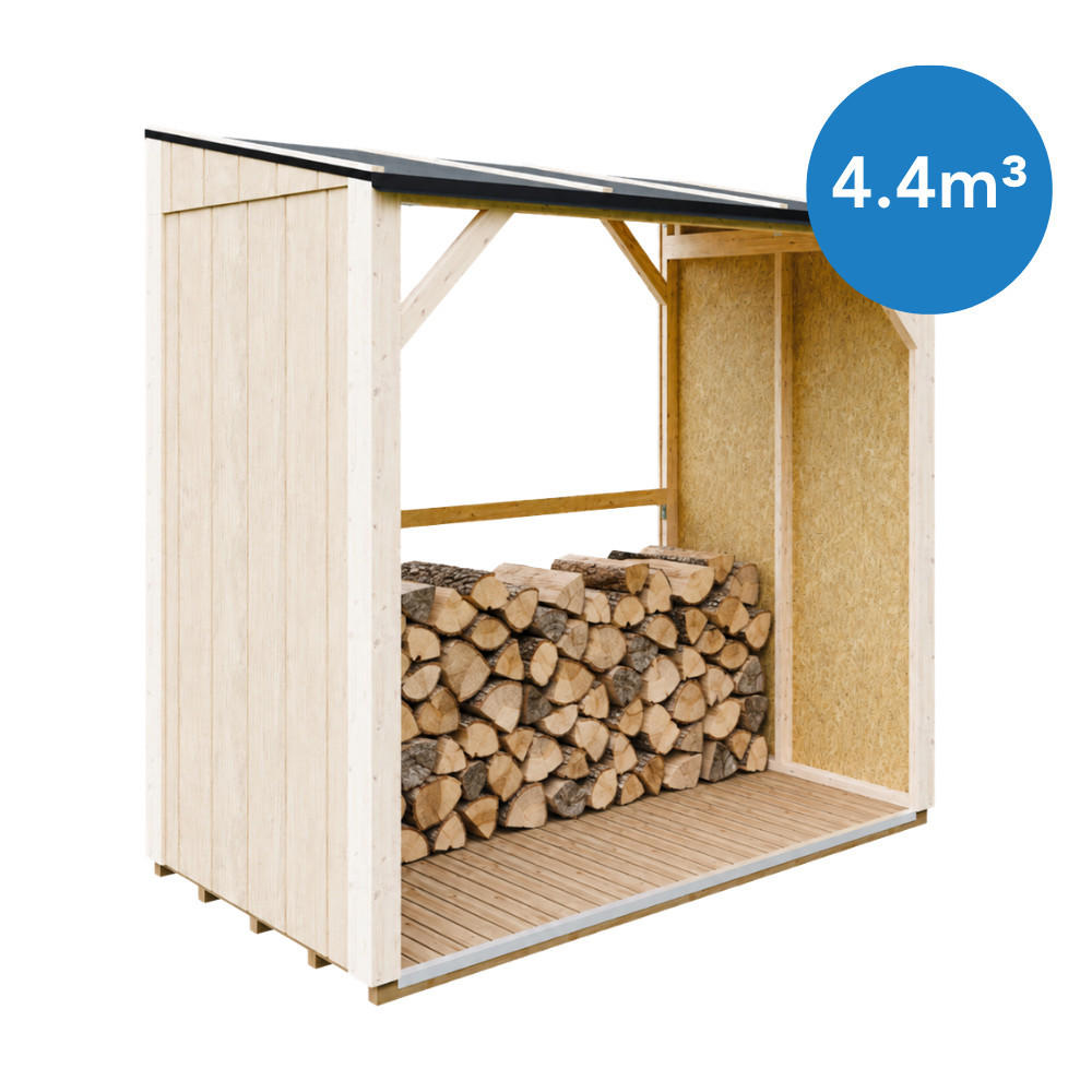 TIMBELA M984 Prístrešok na drevo 2,54 m², prístrešok na palivové drevo s objemom ~4,4 m³ - prírodná farba, drevo (118/220/215cm) - Timbela