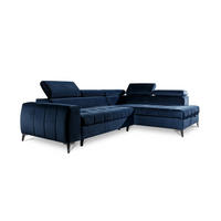 ECKSOFA Schlafsofa Agnesa In Salvador - Dunkelblau, Holzwerkstoff/Textil (275/200cm) - Fun Möbel