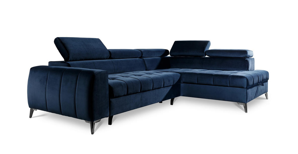 ECKSOFA Schlafsofa Agnesa In Salvador - Dunkelblau, Holzwerkstoff/Textil (275/200cm) - Fun Möbel