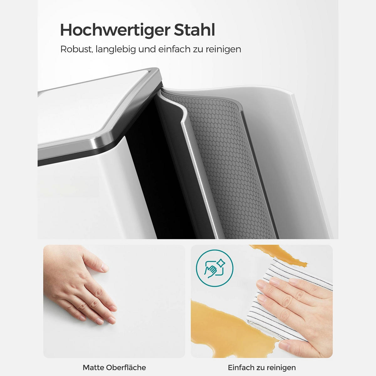 MÜLLEIMER PARAMARIBO - Weiß, Metall (31.5/56/61.5cm) - Hansiro