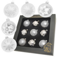 CHRISTBAUMKUGELN Set Schneeflocke Silberfarbig 8cm (Glas / 9 Stk.) - Silberfarben, Glas (8/8/8cm) - Krebs Glas Lauscha