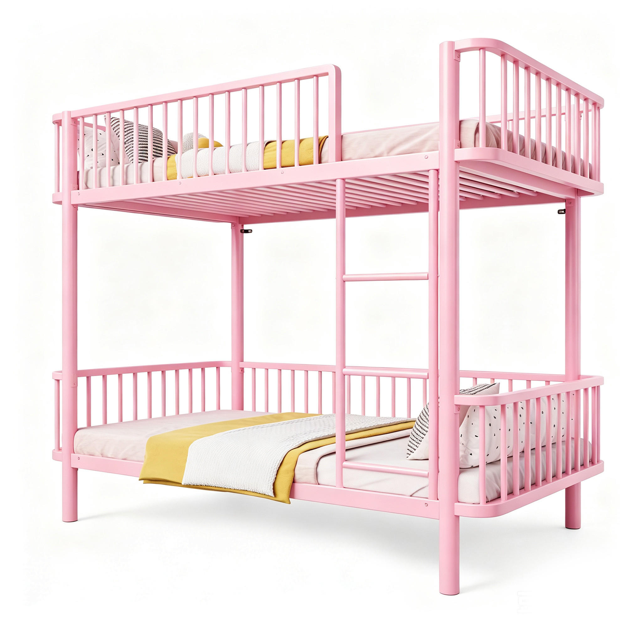 ETAGENBETT aus Metall 90x200 cm Pink mit Sicherheitsgeländern - Pink, Metall (90/200cm) - Modfu