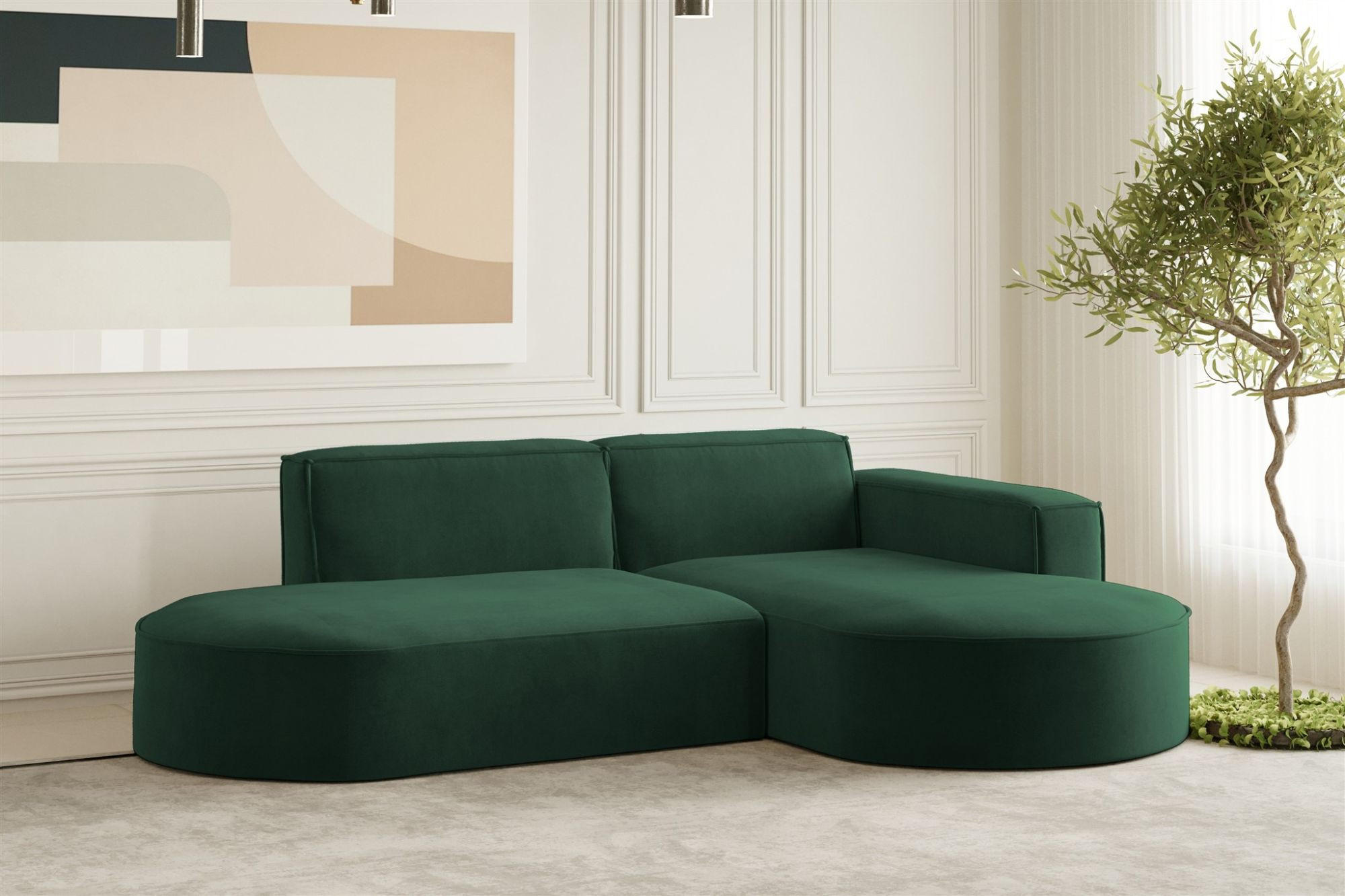 ECKSOFA Palma Xs In Noel - Grün, Holzwerkstoff/Textil (236/165cm) - Fun Möbel