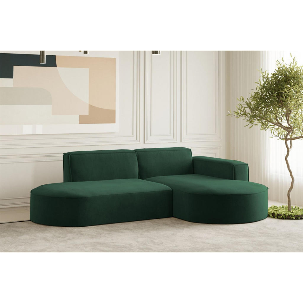 Thumbnail - Fun Möbel Ecksofa, Grün, Textil, Ottomane rechts, 236x165 cm, Wohnzimmer, Sofas & Couches, Wohnlandschaften, Ecksofas