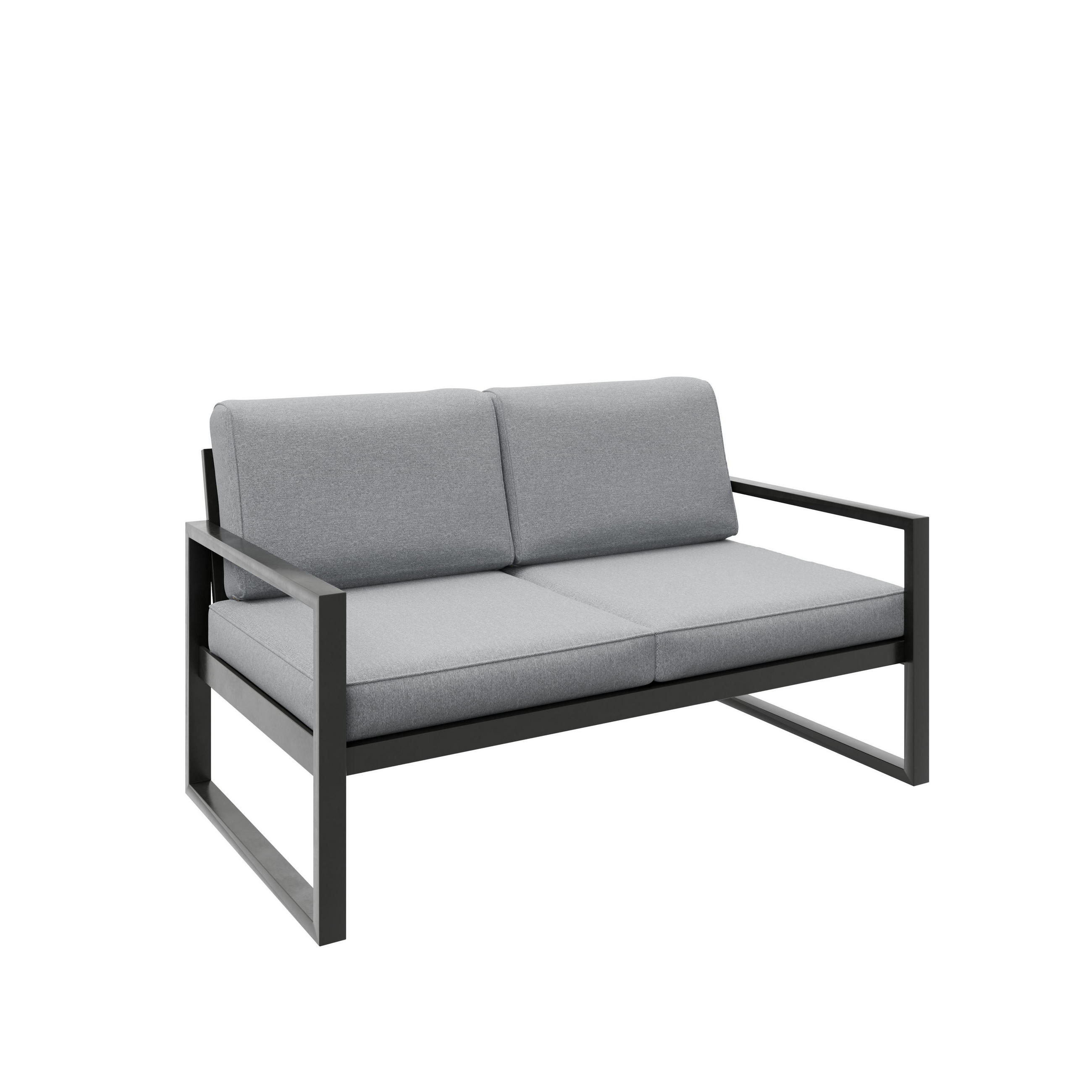 GARTENSOFA 2 Sitzer Madera 146x80cm, schwarz, hellgrau - Hellgrau/Schwarz, Kunststoff/Metall (146/86/80cm) - Margaret Hadas24