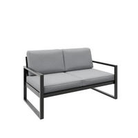 GARTENSOFA 2 Sitzer Madera 146x80cm, schwarz, hellgrau - Hellgrau/Schwarz, Kunststoff/Metall (146/86/80cm) - Margaret Hadas24