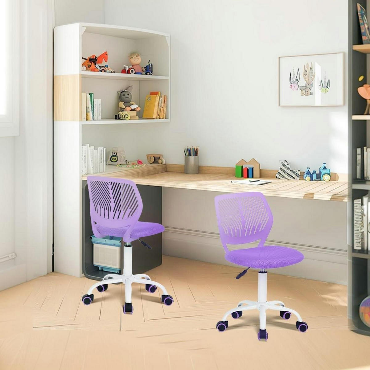 BÜROSTUHL 2er Set Lila Verstellbar Ergonomisch - Lila, Textil (38.5/75/40cm)