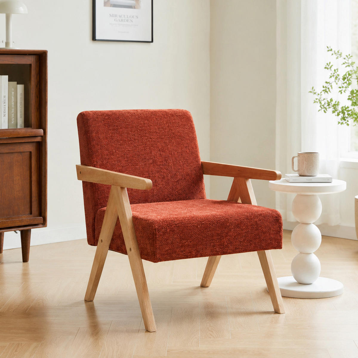 SESSEL Holz Terrakotta - Rot, Holz (64/80/60cm) - Nordlys