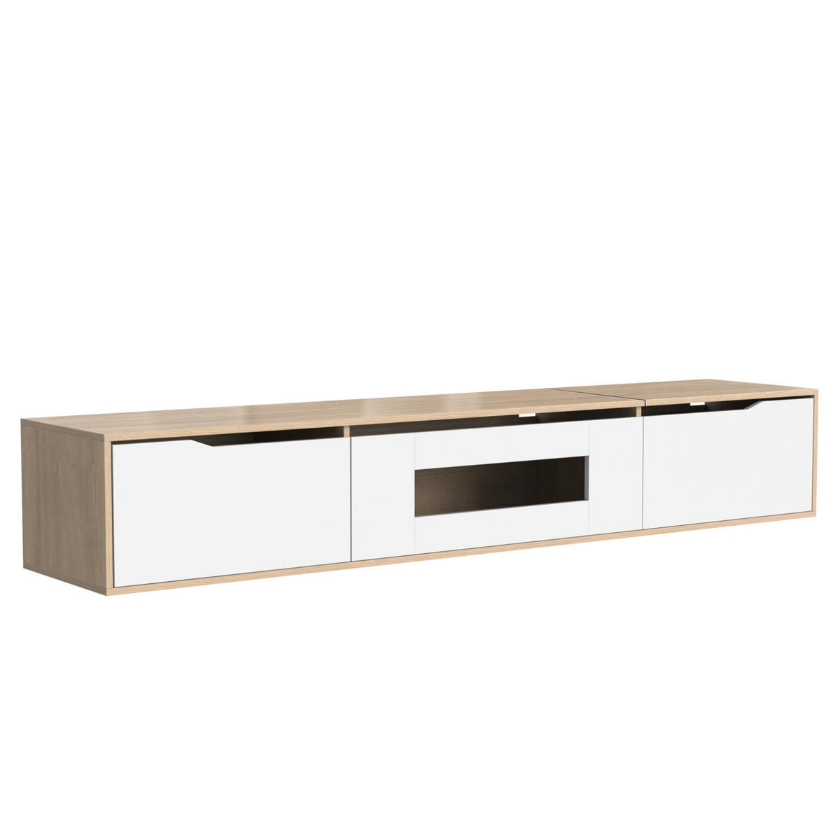 TV-SCHRANK mit LED-Beleuchtung 180 x 35 x 30 cm Weiß Holzoptik - Birnbaumfarben, Holzwerkstoff (35/30/180cm) - Beauniv