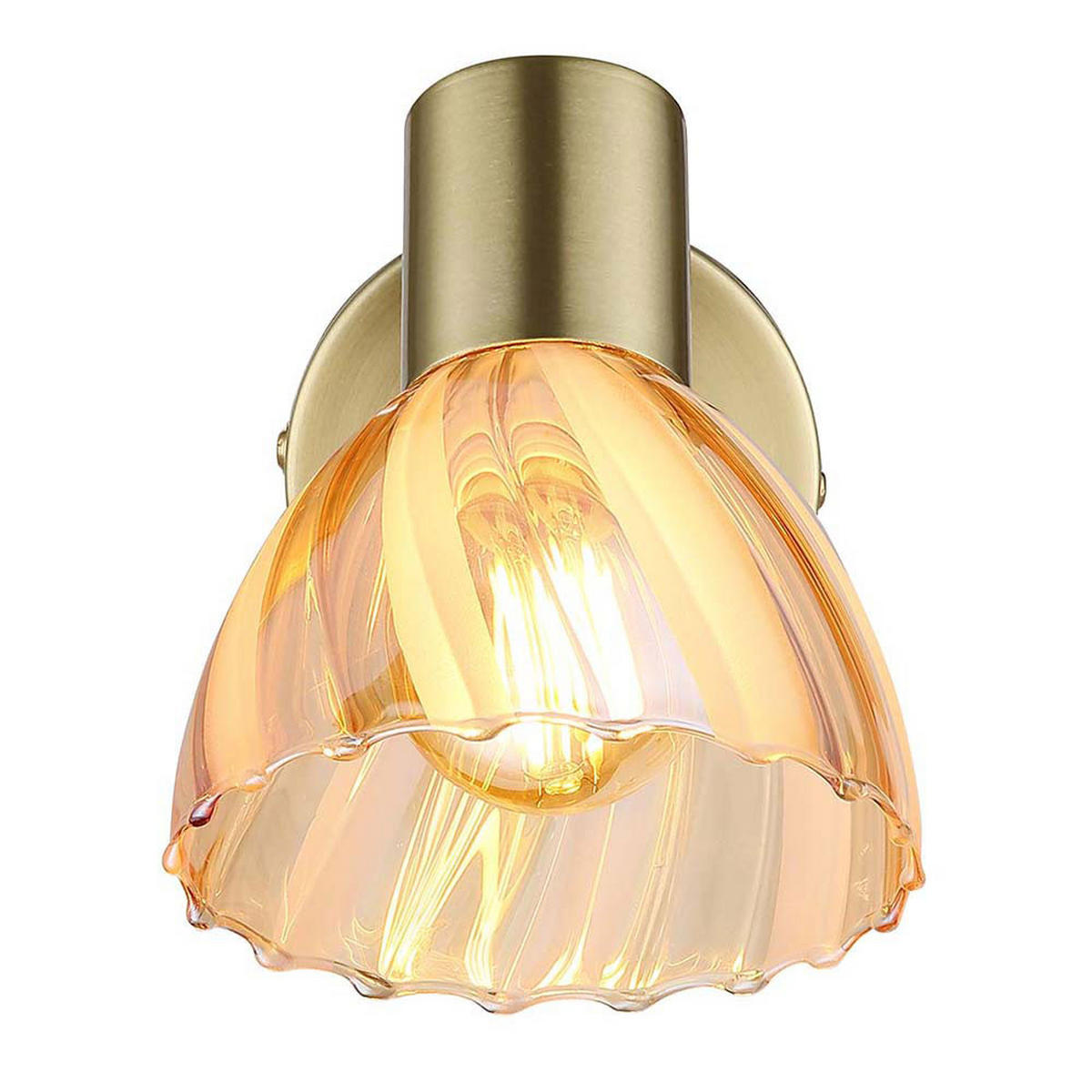 WANDLEUCHTE Metall Glas Messing - Messingfarben, Glas (10/12.5/16cm) - Globo Lighting