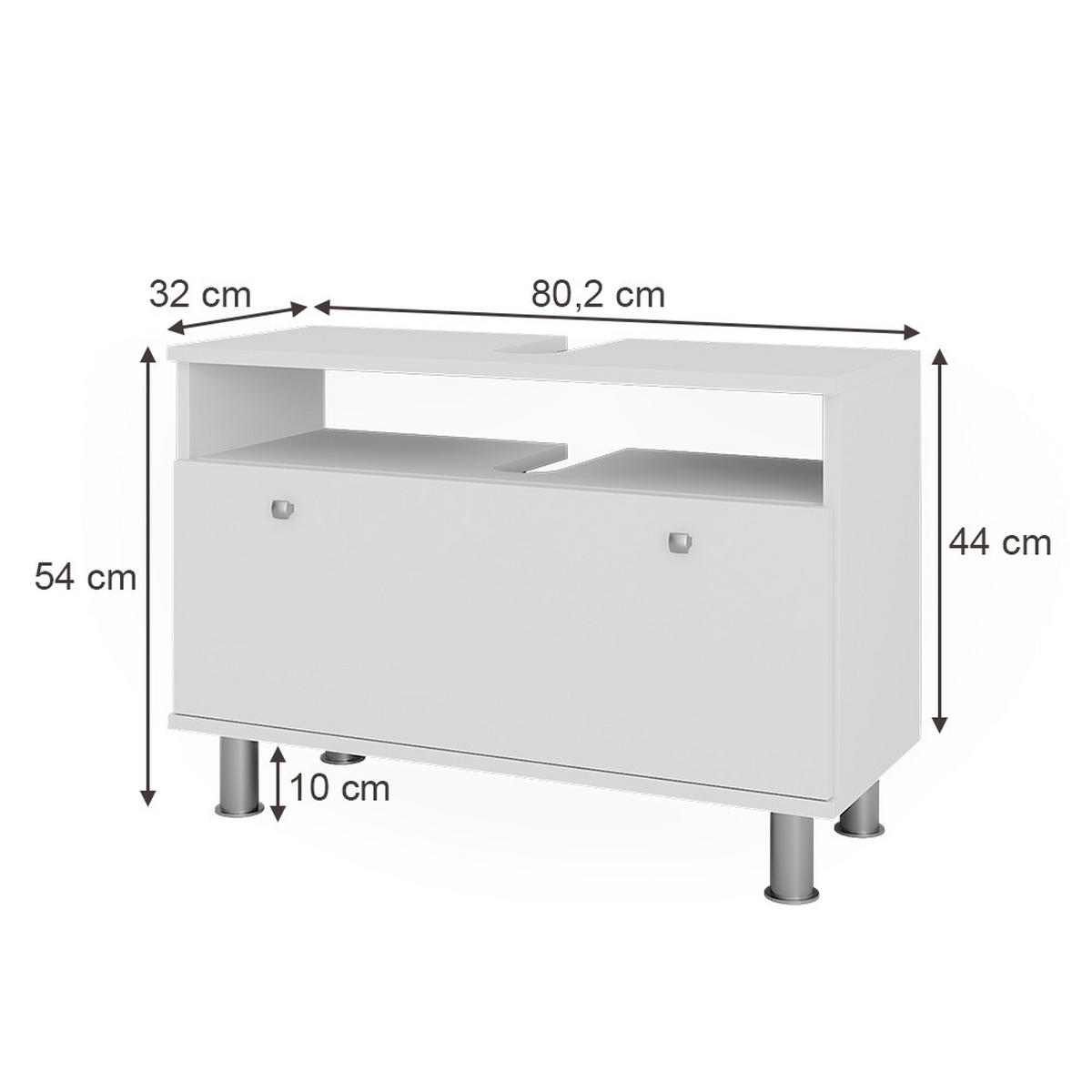 WASCHBECKENUNTERSCHRANK Fynn Weiß 80.2 x 54 cm mit Schublade - Weiß, Holzwerkstoff (80.2/54/32cm) - Vicco