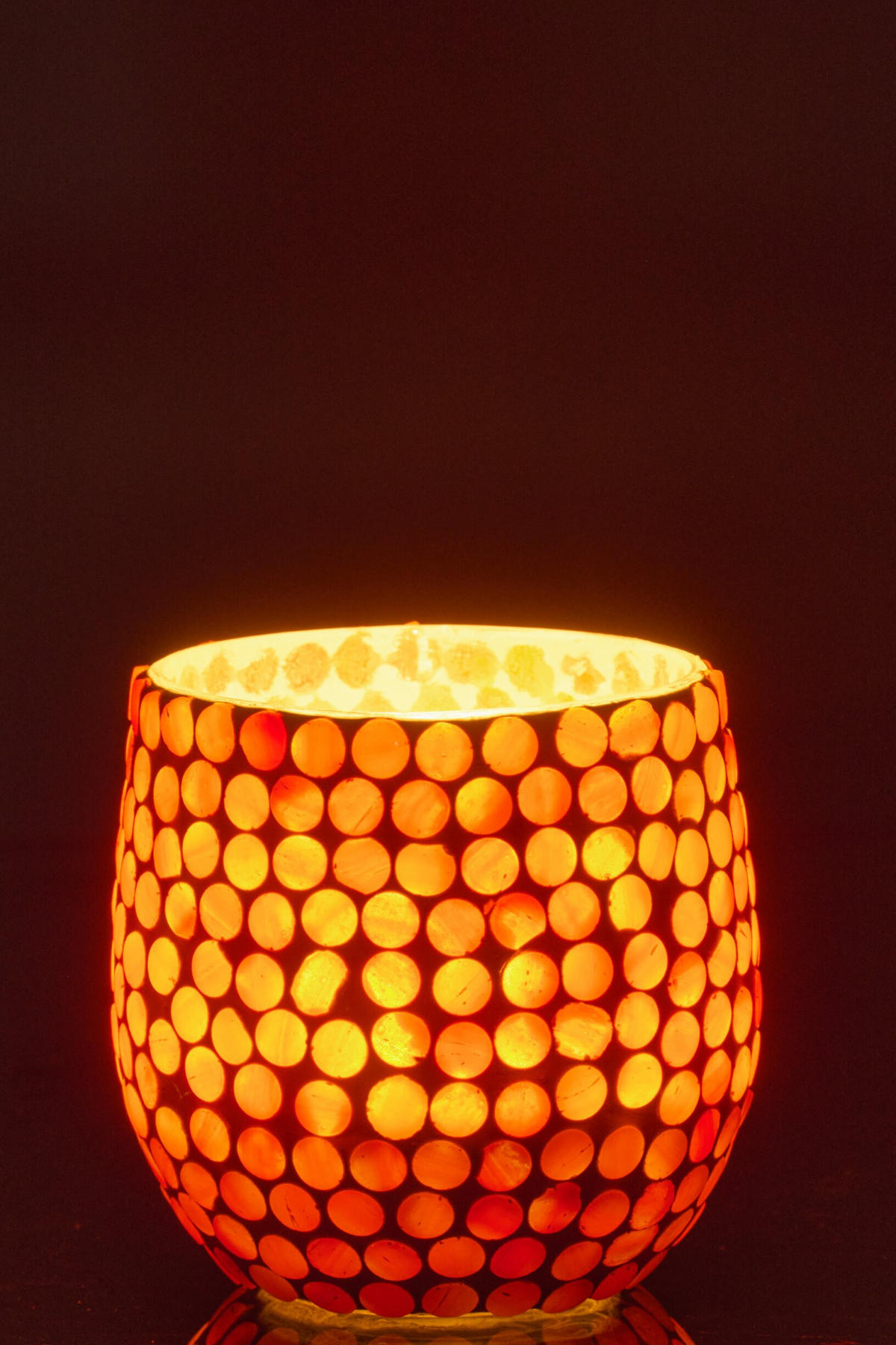 KERZENSTÄNDER MOSAIK Orange - Orange, Glas (9.5/9cm) - J-Line