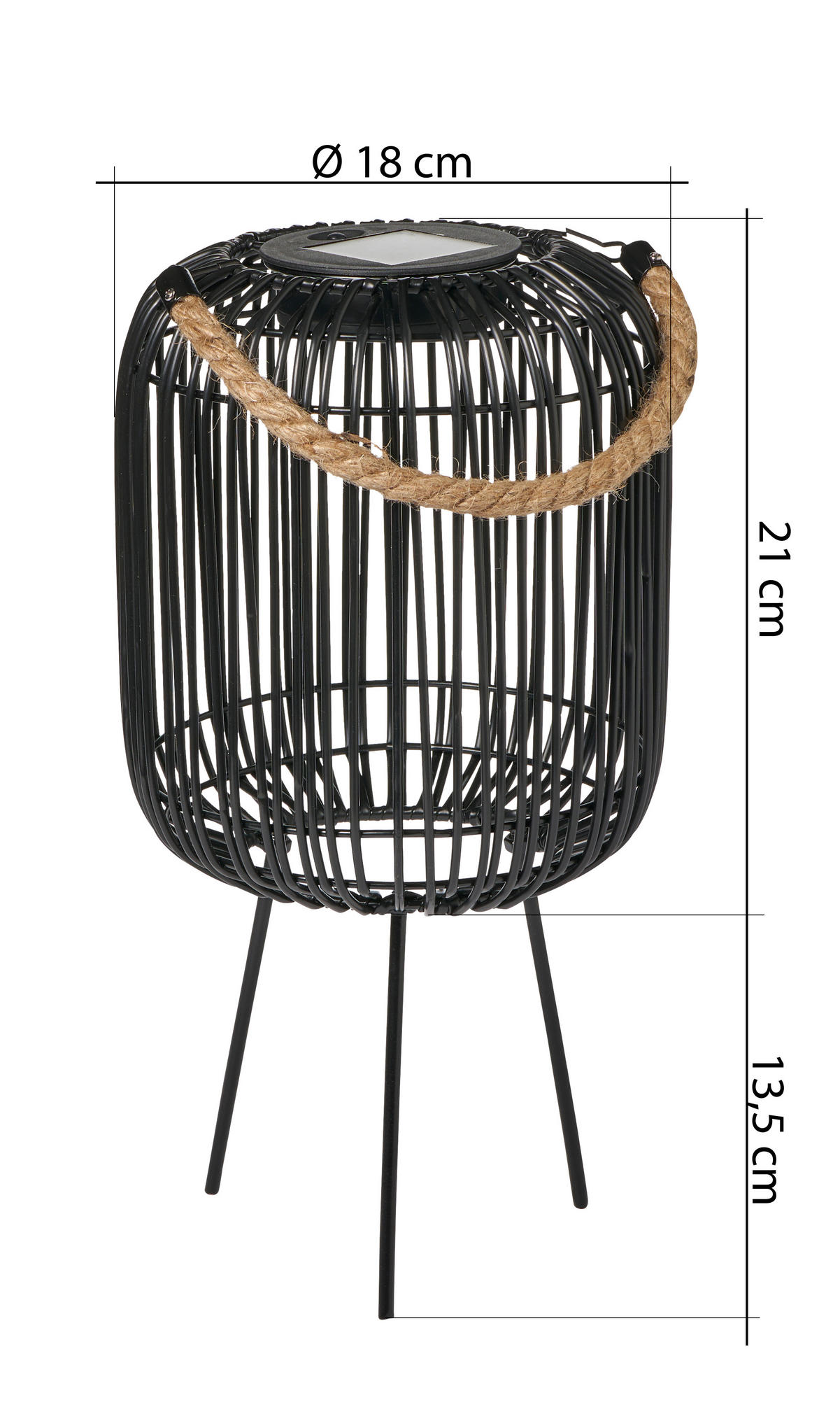 LED-SOLAR-GEFLECHT-LATERNE - für stimmungsvolle Beleuchtung im Innen- und Außenbereich - Schwarz, Kunststoff (18/18/34.5cm) - Northpoint