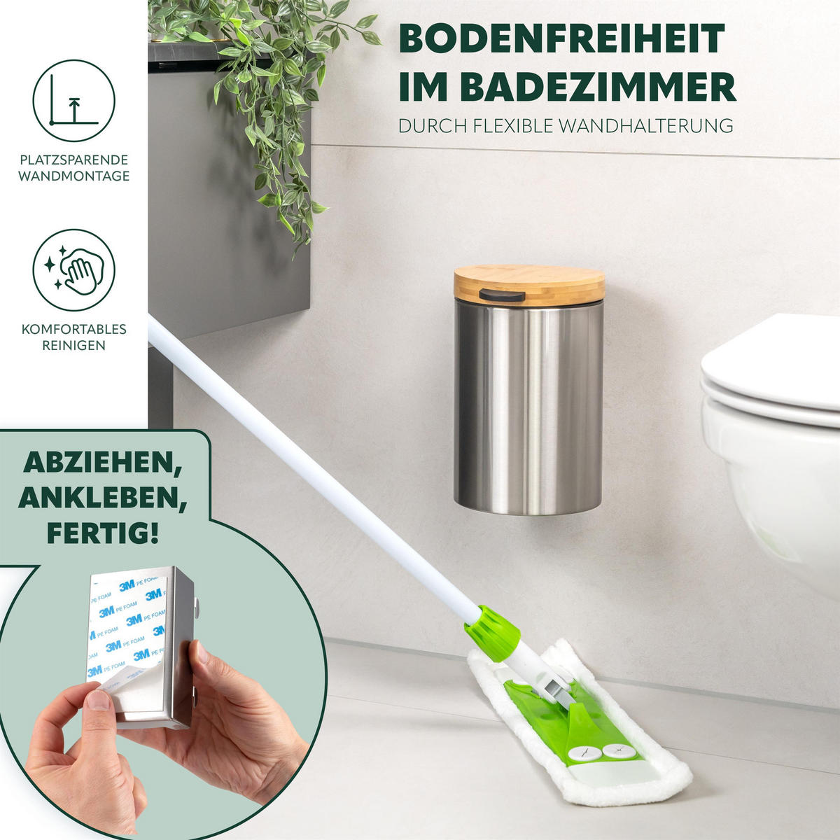 WAND-KOSMETIKEIMER 3 L, rund, Edelstahl - Edelstahlfarben, Metall (17/25/23cm) - bremermann