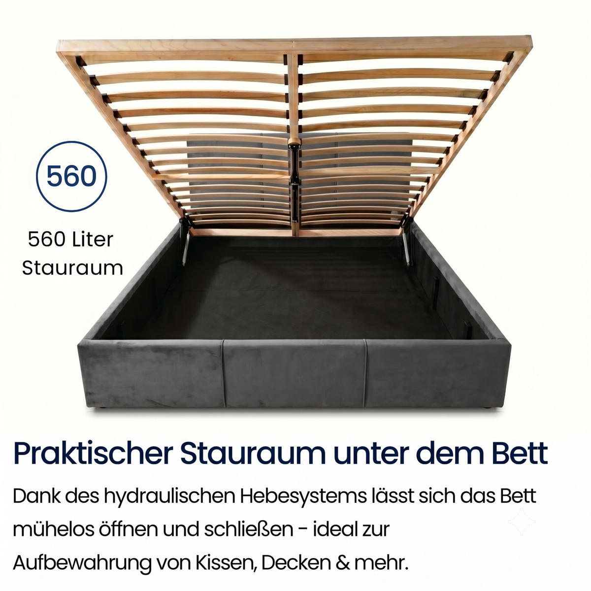 POLSTERBETT mit Stauraum 120x200 cm in Aschgrau - Grau, Holzwerkstoff (120/200cm) - Home Collective
