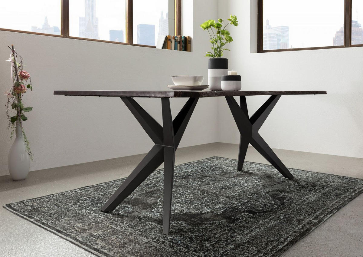 BAUMTISCH Akazie 160x90x76 braun lackiert Beine anthrazit matt FREEFORM 4 #25 - Braun, Holz (90/160/76cm) - Massivmoebel24