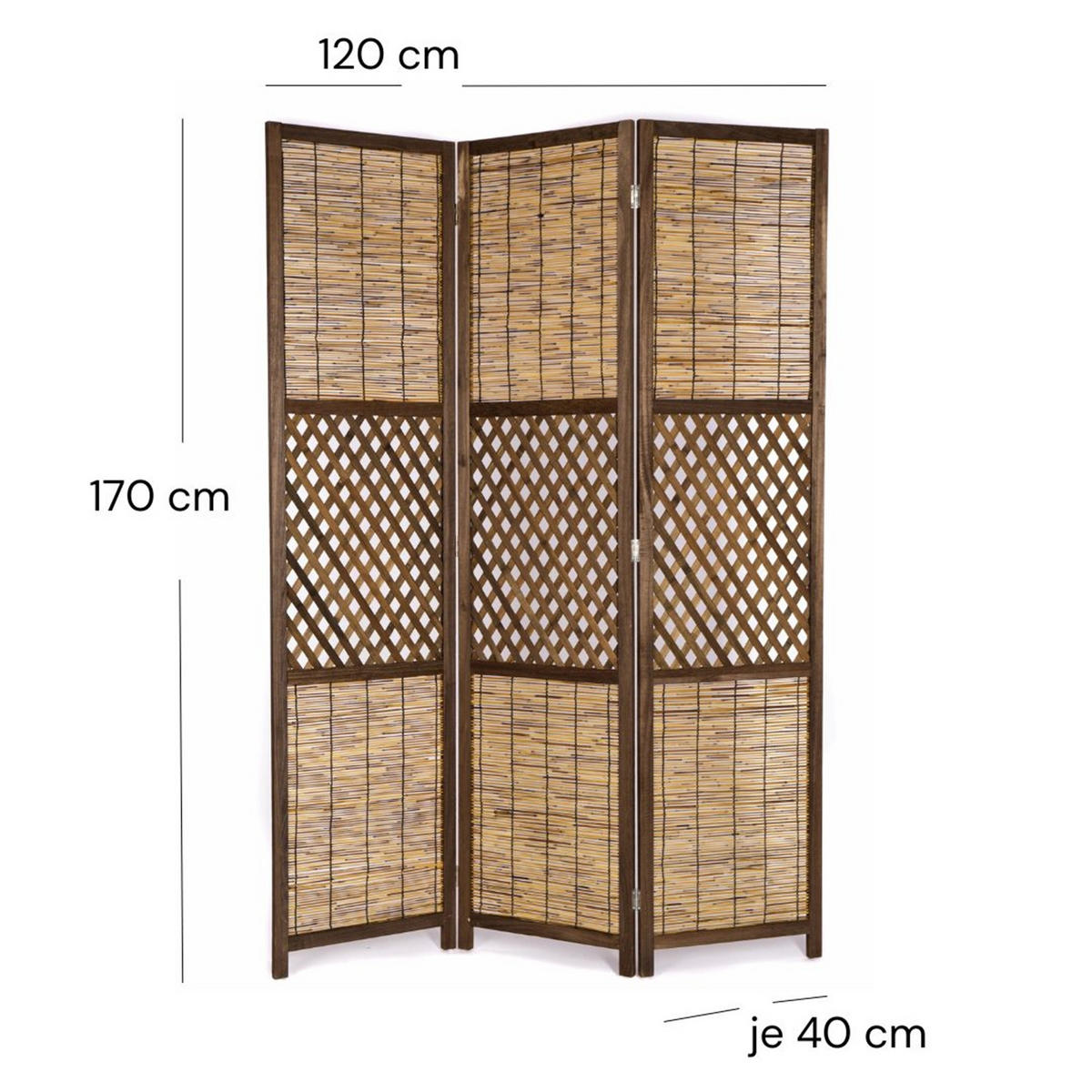 RAUMTEILER Ambiente 3-tlg. Bambus braun - Braun, Holz (120/170/4cm) - CREEDWOOD