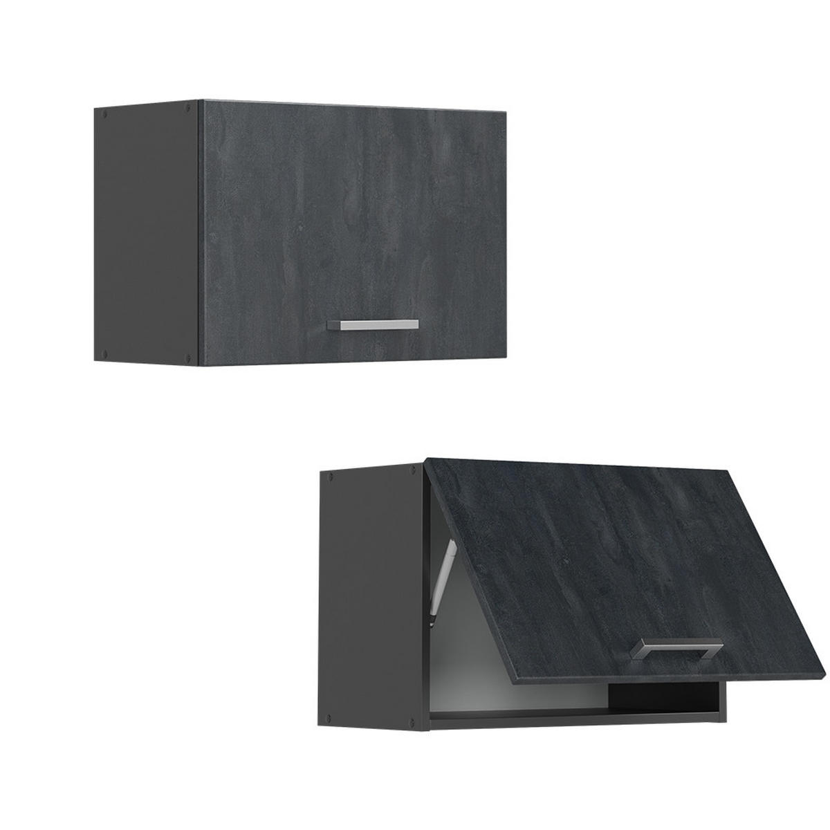 HÄNGESCHRANK R-Line Schwarz Beton 60 cm Flach - Anthrazit/Schwarz, Holzwerkstoff (60/40/31cm) - Vicco