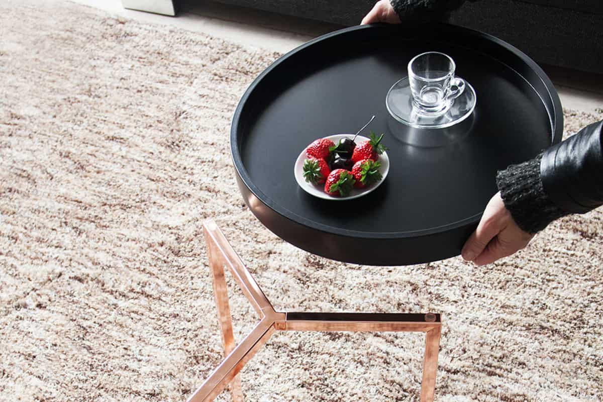 COUCHTISCH MODULAR Schichtholzplatte rund Schwarz 40cm - Schwarz, Holz/Metall (40/40/50cm) - riess-ambiente