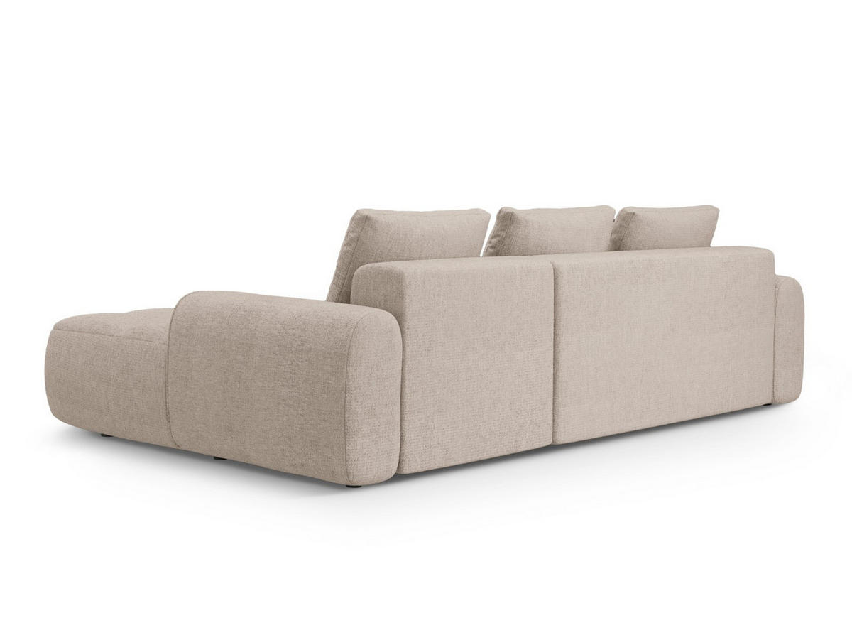AUSKLAPPBARES-ECKSOFA rechts mit Container Linz aus strukturiertem Stoff sandfarben 3 Sitzplätze - Sandfarben, Textil (142/275cm) - Cosmopolitan Design