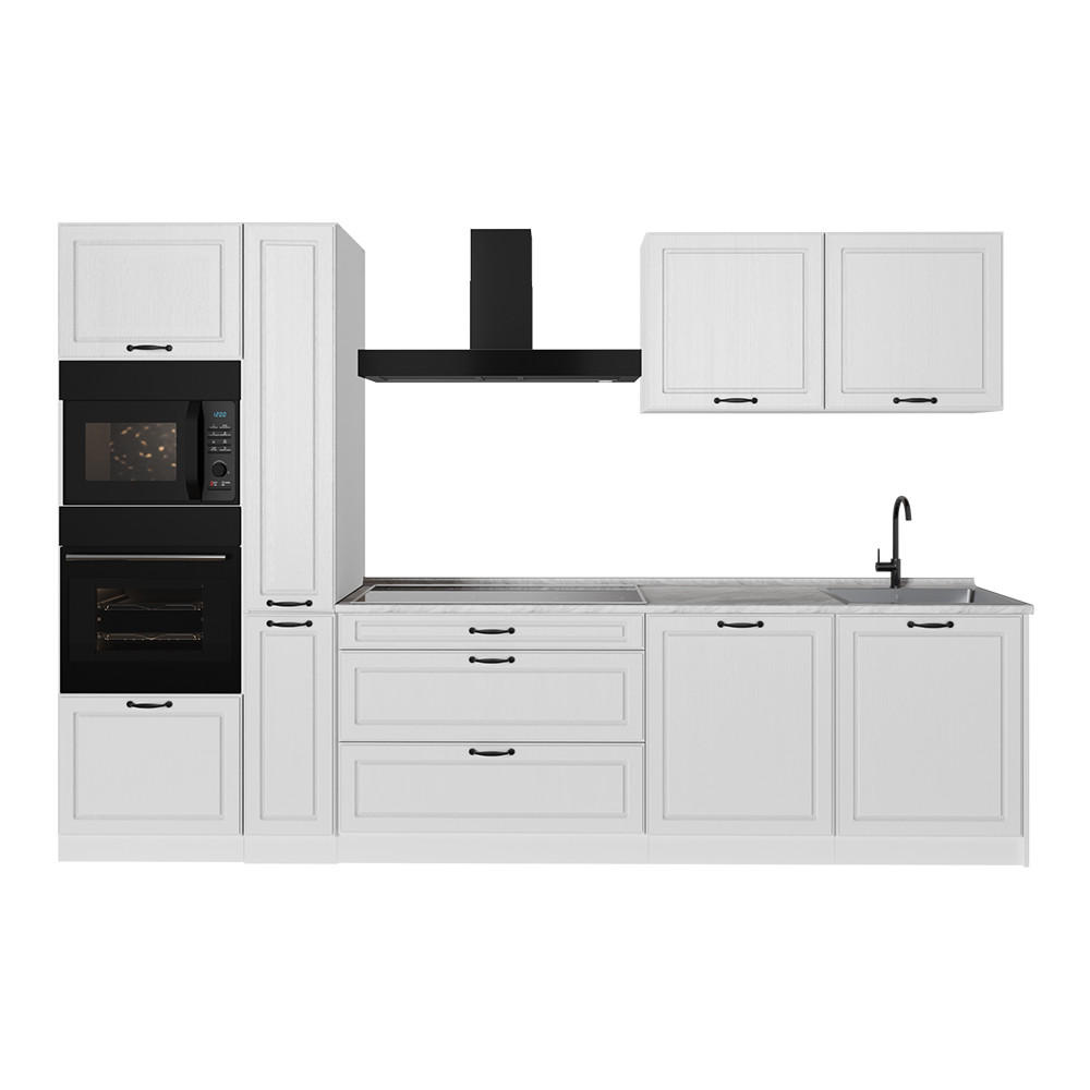 KUCHYNKA R-Line, Biely vidiecky dom/biely, 310 cm Marmori työtaso - biela, kompozitné drevo (310/206.8/60cm) - Vicco