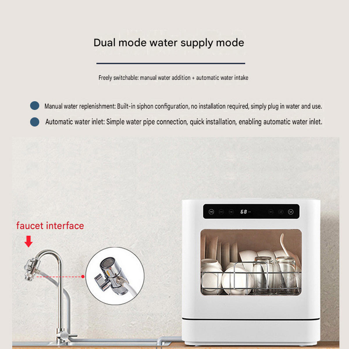 GESCHIRRSPÜLER,WASSERZULAUF Mit Zwei Betriebsarten, 800 W, EU-Stecker, 43 x 39 x 46 cm - Weiß, Kunststoff (39/46/43cm) - Weltevree