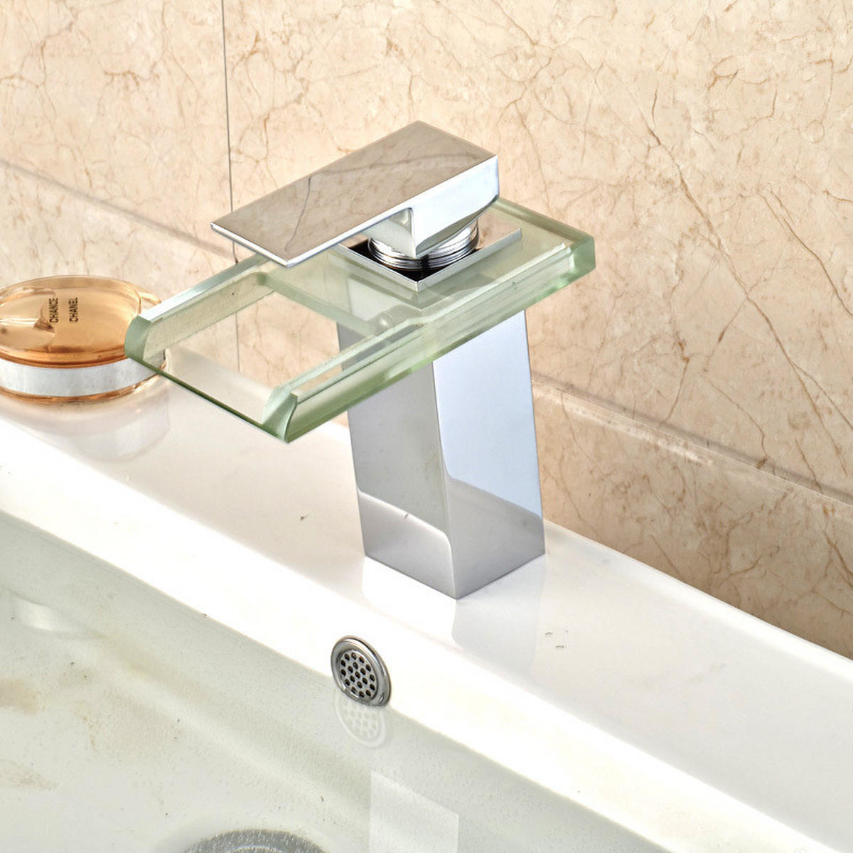 BADEZIMMERARMATUR, 160*150mm, mit Zulaufrohr und Abdeckung, silber. - Silberfarben, Metall (30/15/23cm) - Vallsero