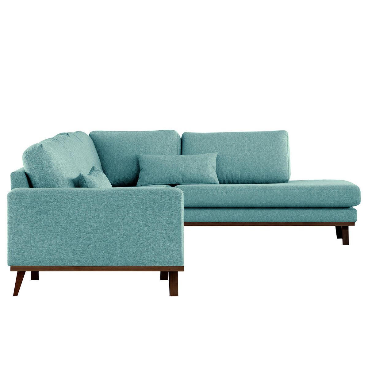 ECKSOFA mit Ottomane - Buchefarben/Petrol, Buchenholz/Textil (287/219cm) - home24