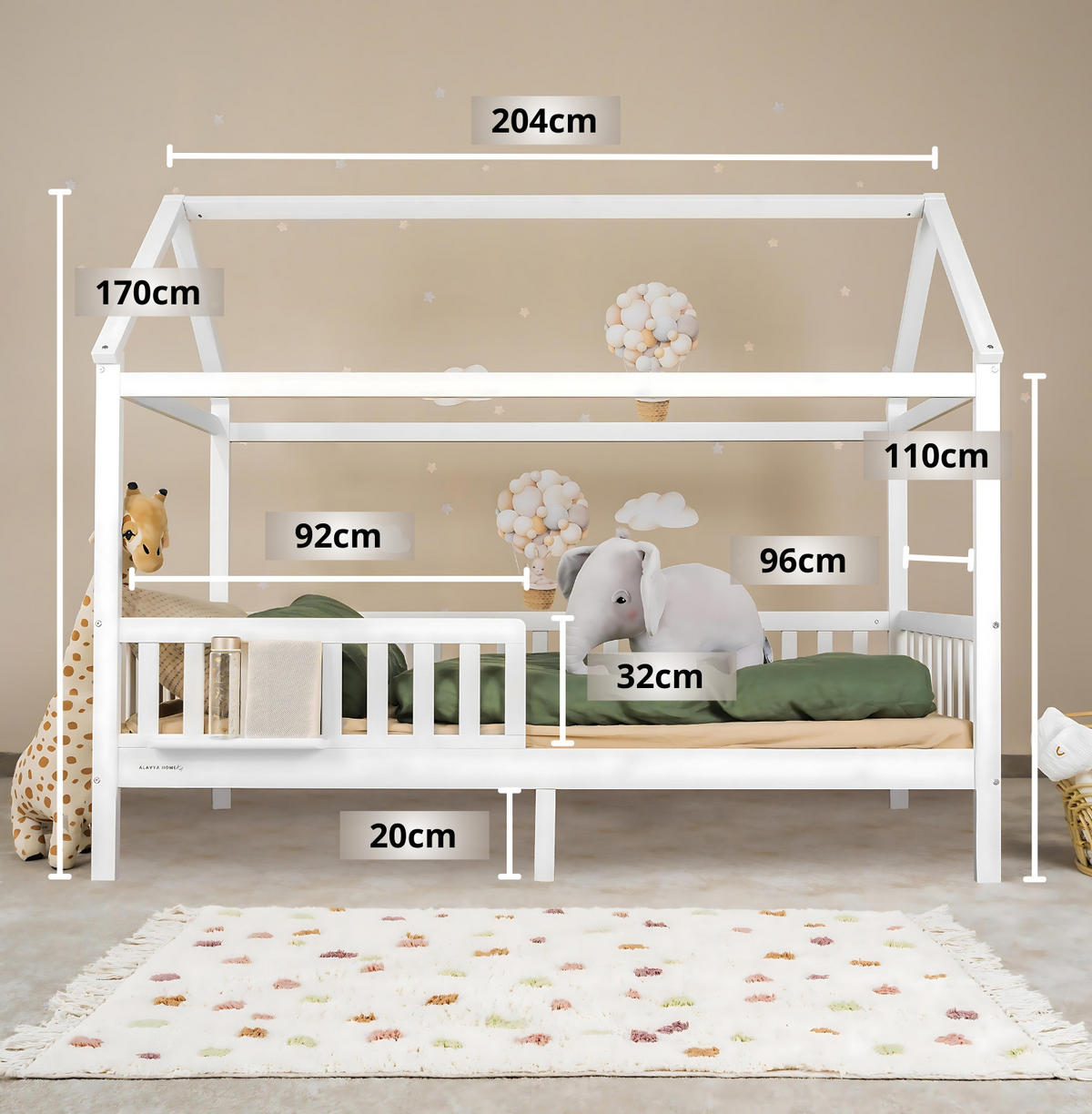 HAUSBETT CLOUD - Weiß, Holz (90/200cm) - Alavya Home