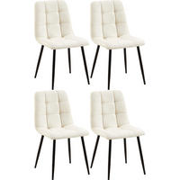 STUHL 4er Set Stoff Creme - Creme/Schwarz, Textil/Metall (45/84/55cm) - CLP