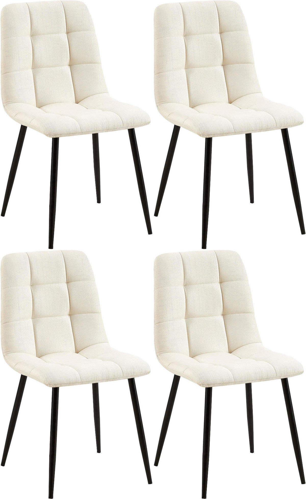 STUHL 4er Set Stoff Creme - Creme/Schwarz, Textil/Metall (45/84/55cm) - CLP