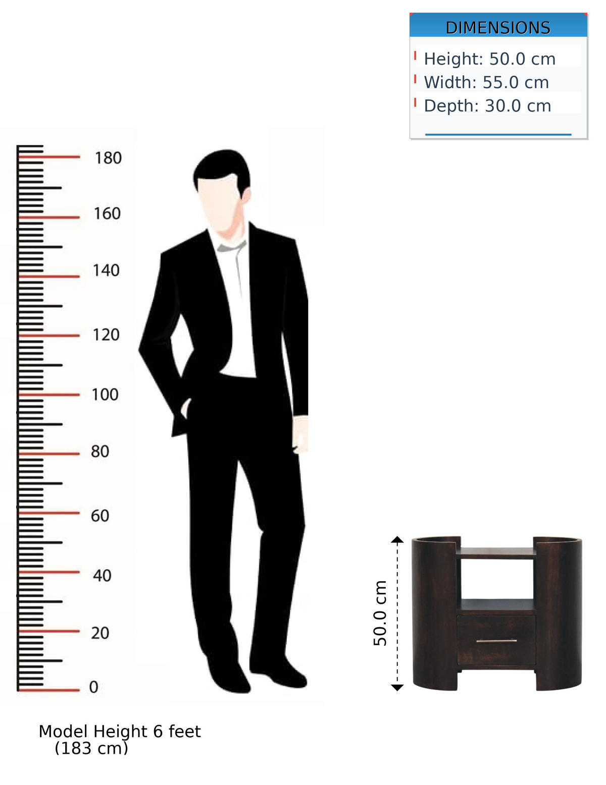 NACHTTISCH mit Samt-Mokka-Finish, 1 Schublade, 1 offene Ablage, dunkelbraun - Dunkelbraun, Holz (55/50/30cm) - Artisan Furniture