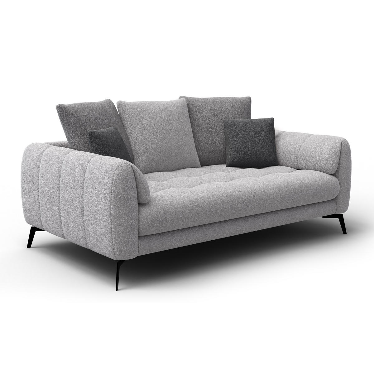 SOFA CALME 2,5-Sitzer, hellgrau und dunkelgrau - Hellgrau, Holz/Textil (199/92/108cm) - Courtois Laville