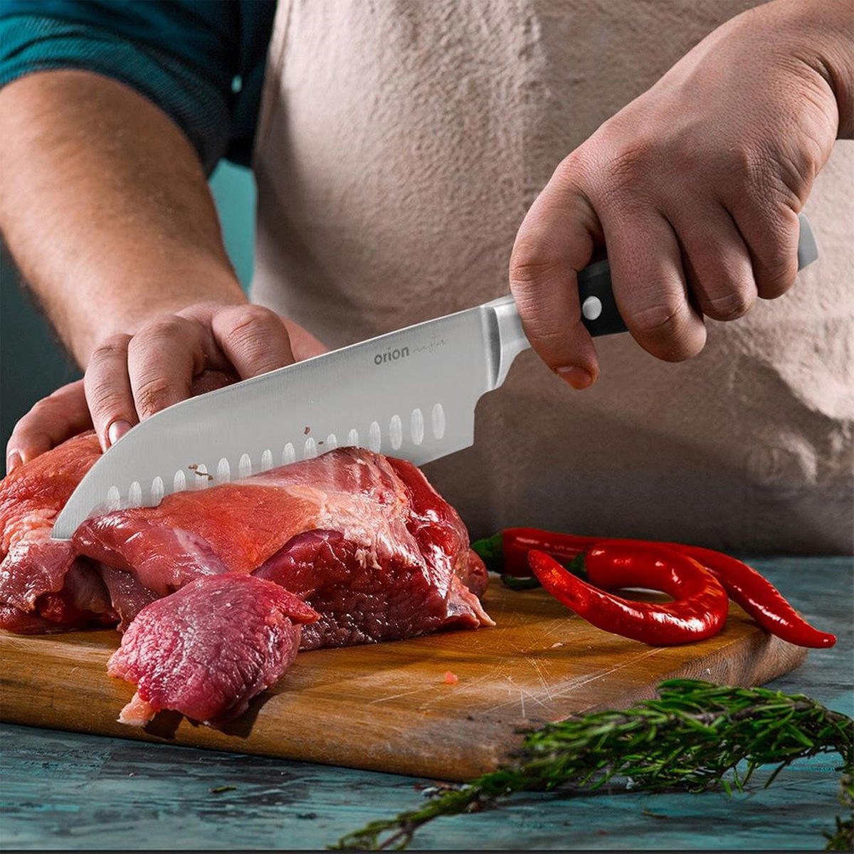 SANTOKU-MESSER MASTER Schwarz Silber - Schwarz, Metall (33cm) - Orion 