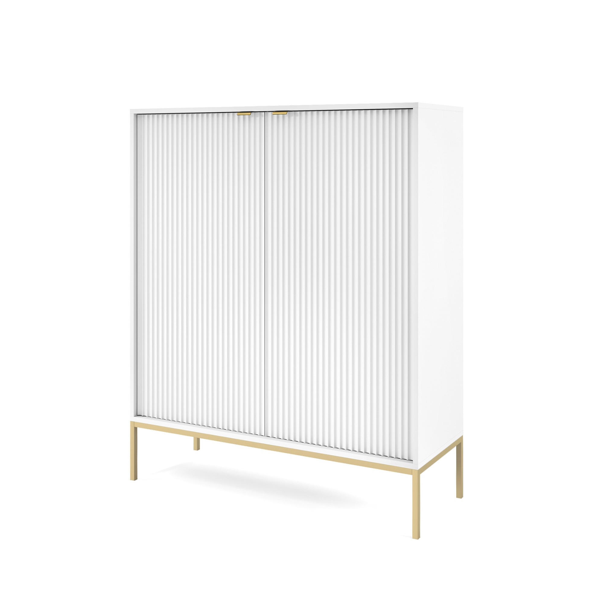 Bettso Highboard Weiß, Gold 104x125x39 cm