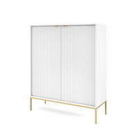 HIGHBOARD Nova Weiß, Golden Beine - Goldfarben/Weiß, Holzwerkstoff/Metall (104/125/39cm) - Bettso