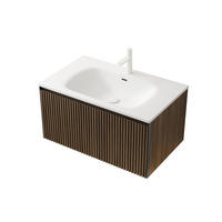 WASCHTISCHKOMBI 80 cm in Brauner Eiche mit Soft-Close-Schublade - Braun, Keramik (80/41.8/46cm) - BEAOK