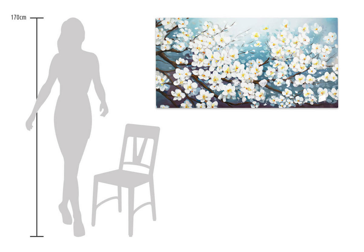 ÖLGEMÄLDE 140/70 cm - Blau/Weiß, Holz/Textil (2.2/70cm) - KUNSTLOFT