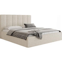 POLSTERBETT Amira Slim mit Bettkasten, Creme Boucle 200x200 cm - Birkefarben/Schwarz, Holz/Holzwerkstoff (200/200cm) - WFL GROUP
