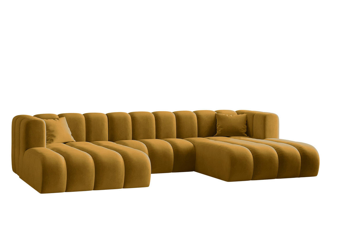 ECKSOFA U-from Grand modular Stoff Salvador Gelb - Gelb, Holz (317/179cm) - Kaiser Möbel