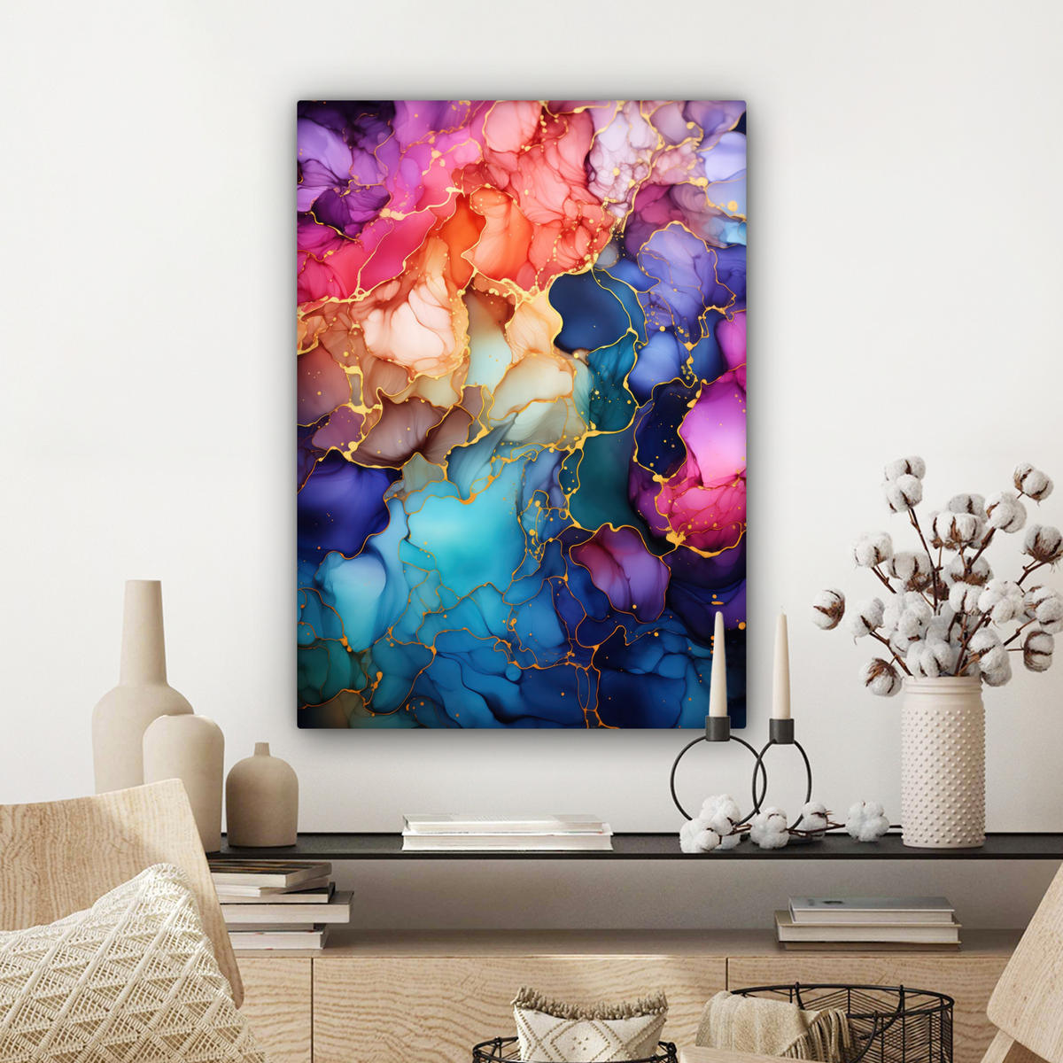 LEINWANDBILD Marmor - Bunt - Abstrakt 60x80 cm - Multicolor, Textil (60/80cm) - MuchoWow