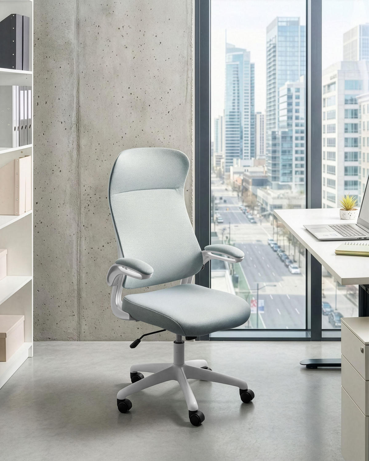 BÜROSTUHL Stoff Hellgrau Nexel - Grau, Textil (60/114/60cm) - Beliani