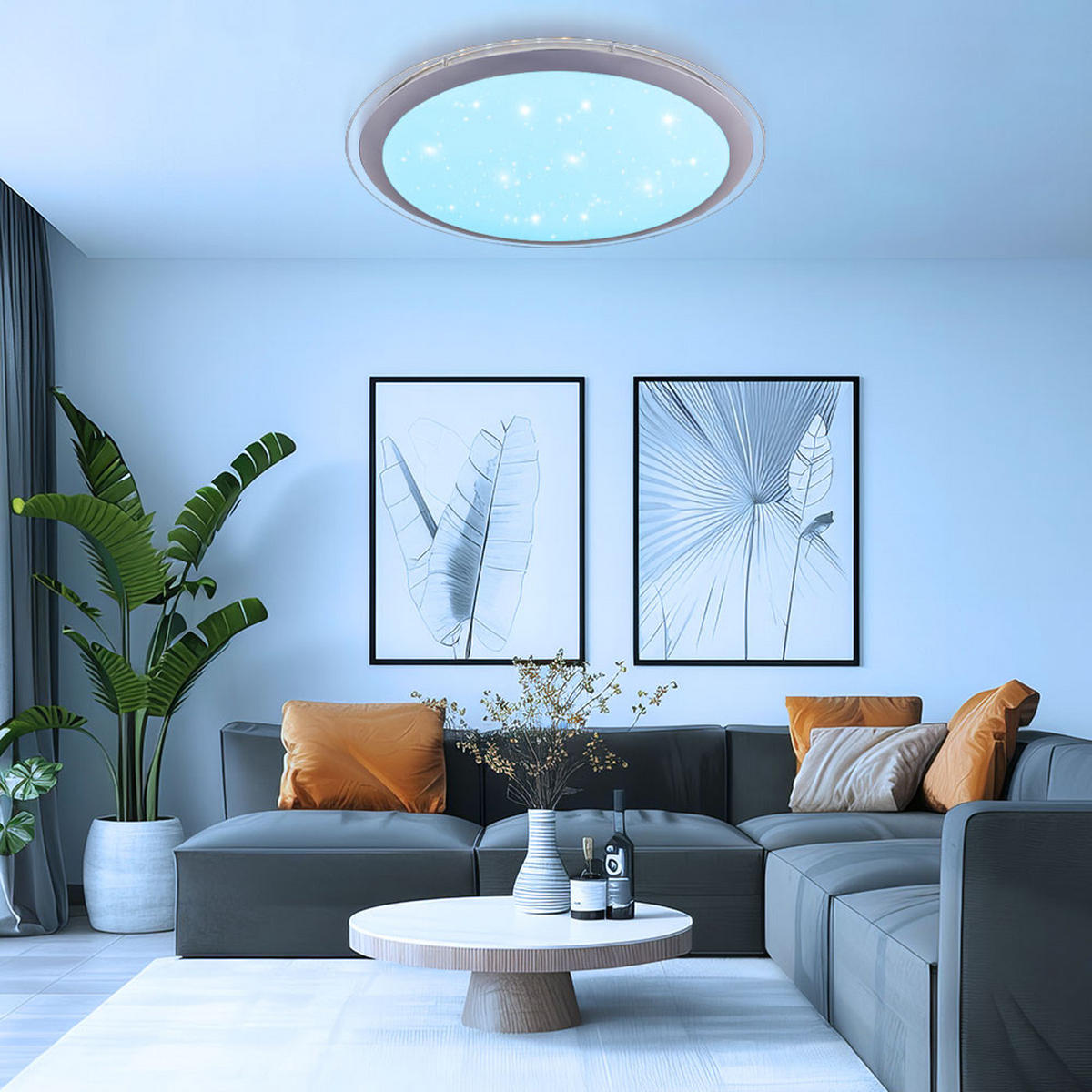 LED DECKENLEUCHTE CARRY Weiß - Weiß, Metall (53/53/8.3cm) - Globo Lighting