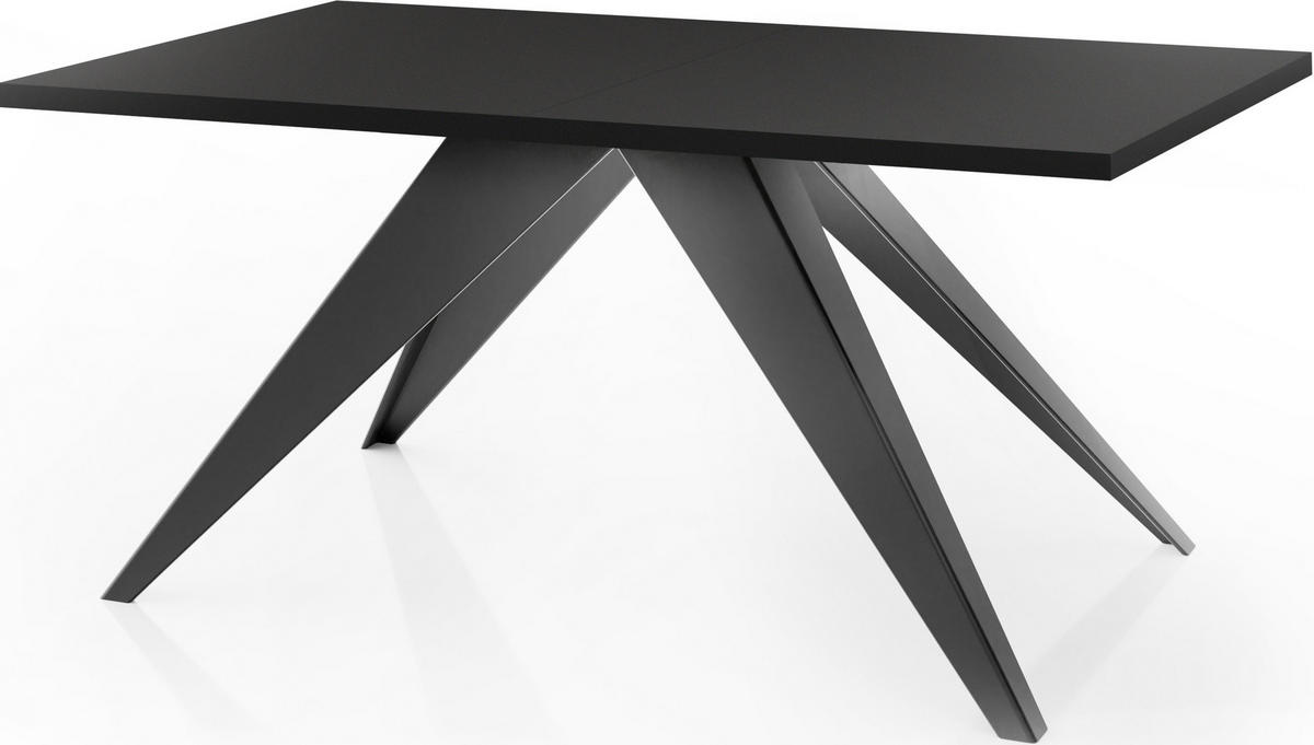 ESSTISCH Vance rechteckig ausziehbar, Schwarz 160-260/90/76 cm - Schwarz, Holzwerkstoff/Metall (160/90/76cm) - WFL GROUP