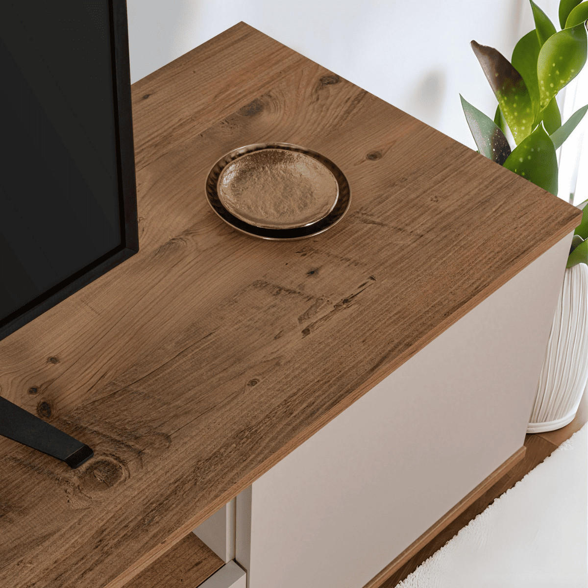 TV furniture with 3 folding doors and 1 niche, L180 cm - Kaschmir, Holzwerkstoff (44.5/44.6/12cm) - Calicosy