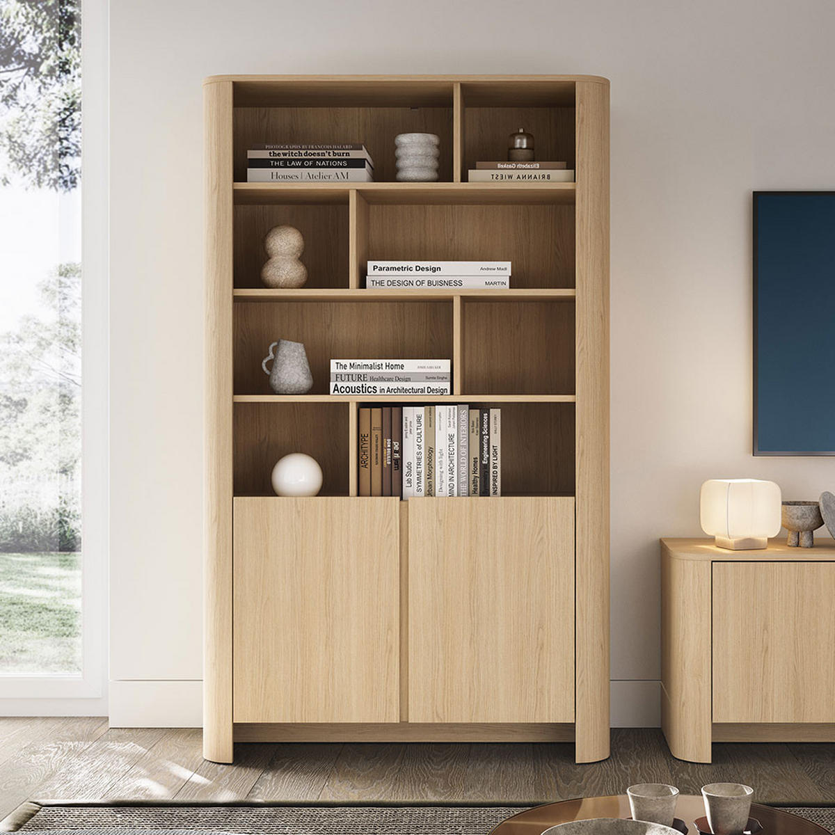 REGALSCHRANK Bari Eiche Vicenza 103 / 39 / 170cm - Kaschmir/Eichefarben, Holz/Holzwerkstoff (103/170/39cm) - Feldmann-Wohnen