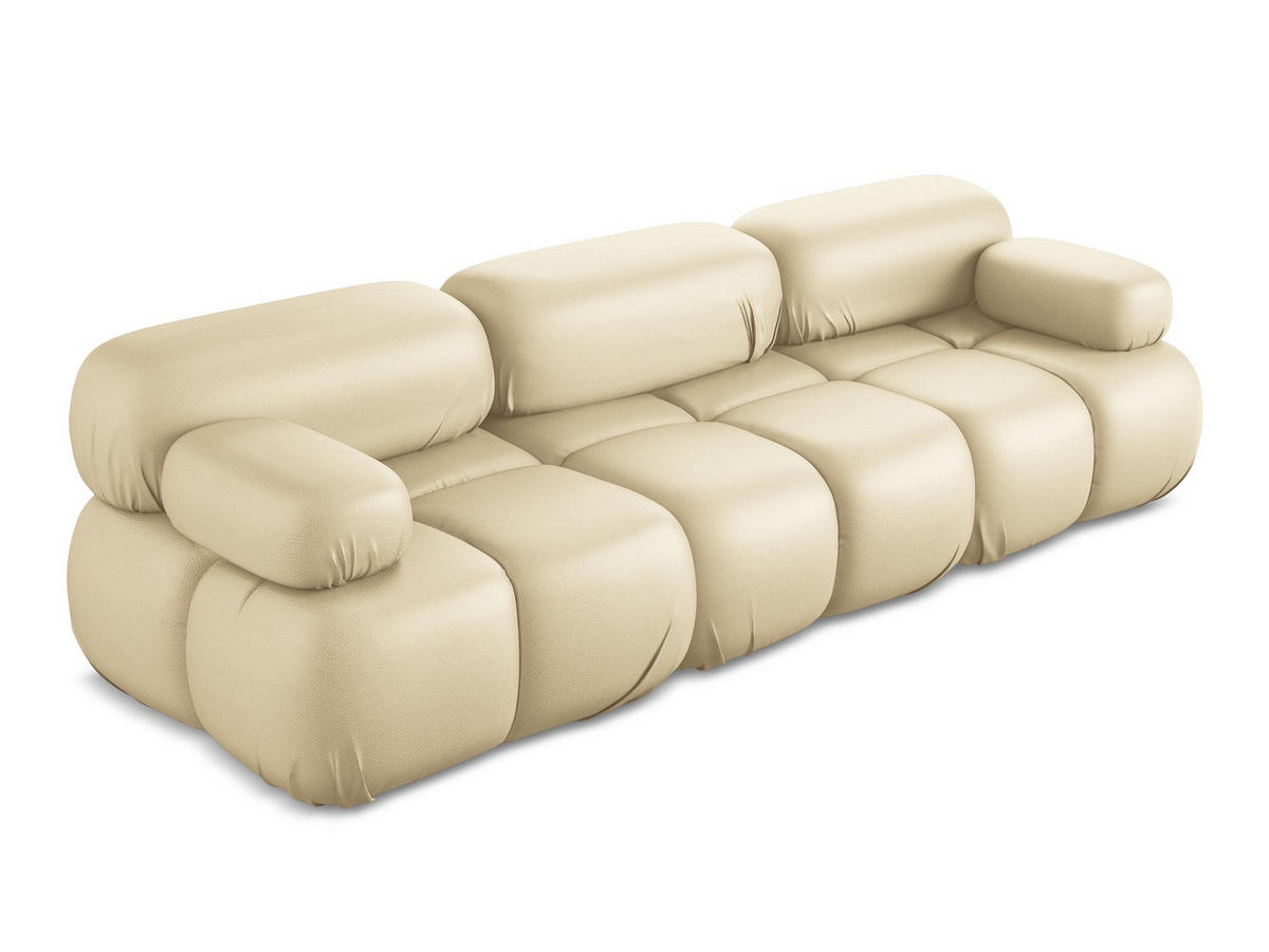 3-SITZER SOFA Kunstleder Beige - Beige/Schwarz, Leder/Kunststoff (285/70/96cm) - Makamii