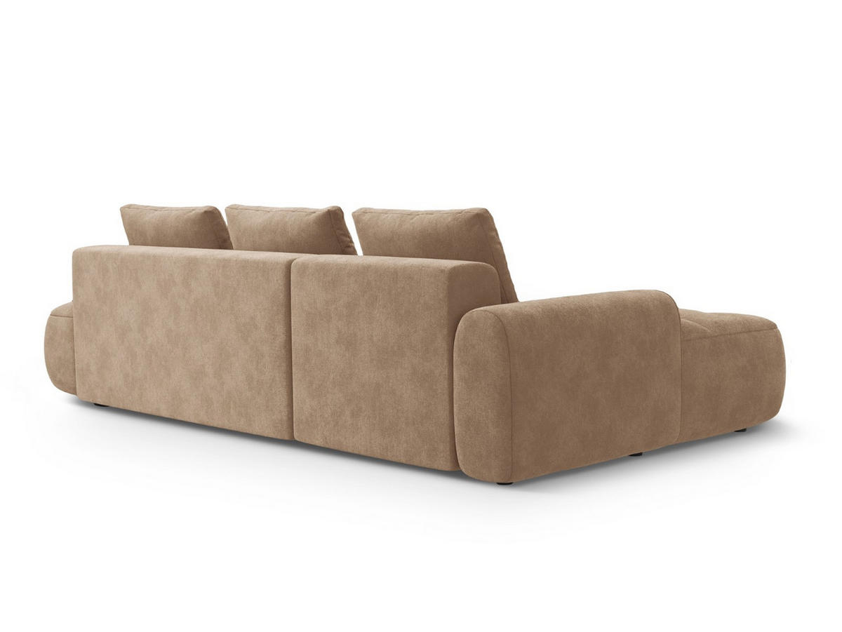 AUSKLAPPBARES-ECKSOFA links mit Container Linz aus Samt dunkelbeige 3 Sitzplätze - Mokka, Textil (142/275cm) - Cosmopolitan Design