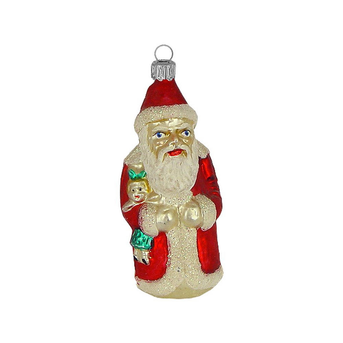 CHRISTBAUMSCHMUCK Weihnachtsmann mit Puppe rot 11 cm - Multicolor, Metall (0.1/11/0.1cm)