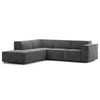 ECKSOFA mit Ottomane - Schwarz/Grau, Kunststoff/Textil (260/234cm) - home24